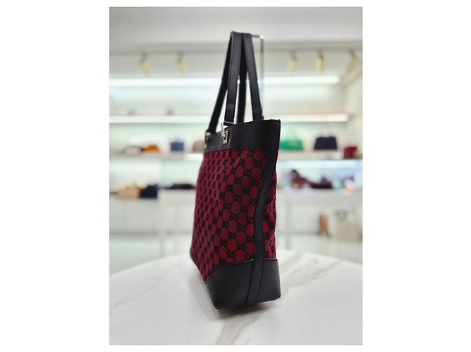 Gucci Borsa a secchiello e borsa a tracolla Jacquard Burgundy Medium Rosso - vista 3