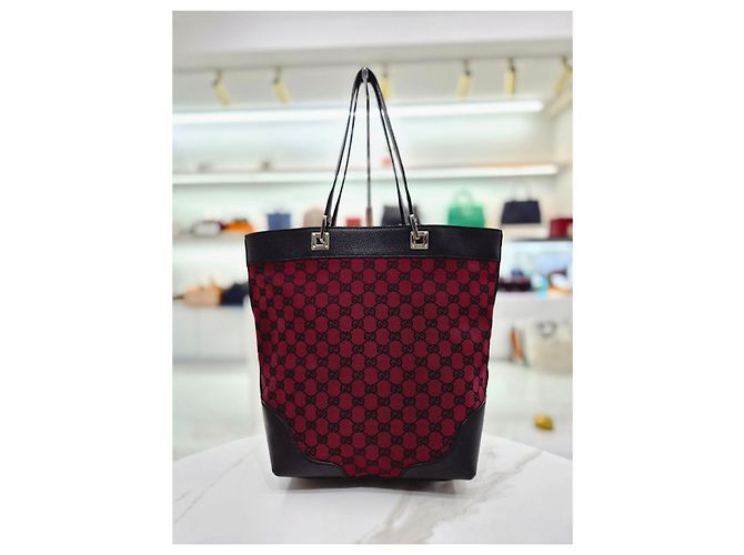 Gucci Borsa a secchiello e borsa a tracolla Jacquard Burgundy Medium Rosso - vista 8