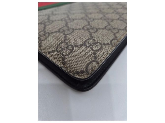 Gucci Borsa a Mano Supreme Canvas Web Strap Clutch Bag Marrone - vista 17
