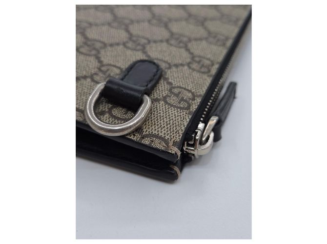 Gucci Borsa a Mano Supreme Canvas Web Strap Clutch Bag Marrone - vista 19