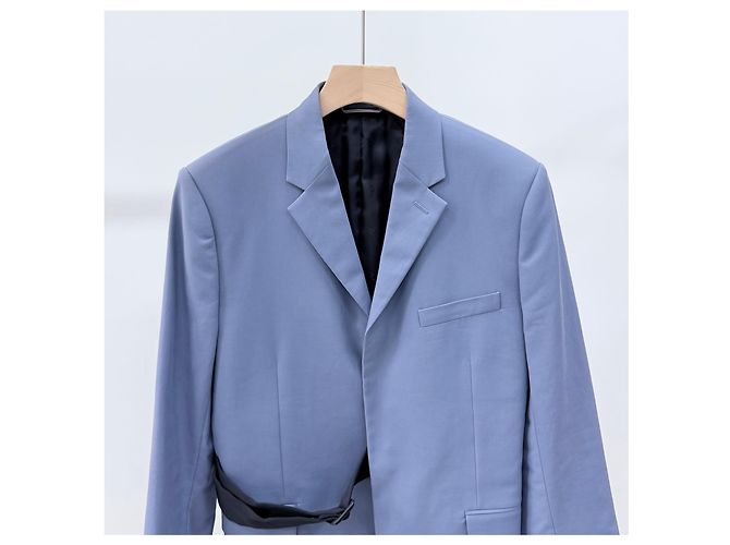 Dior Blusão de algodão ajustado com cinto Azul - vista 2