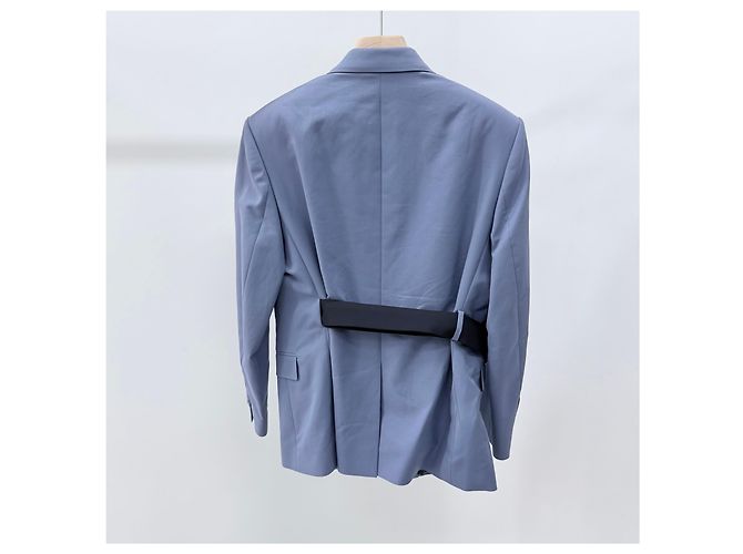 Dior Blusão de algodão ajustado com cinto Azul - vista 4