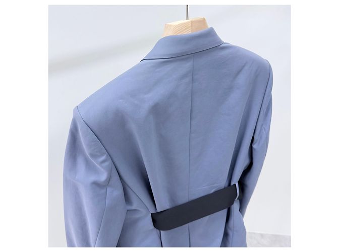 Dior Blusão de algodão ajustado com cinto Azul - vista 5