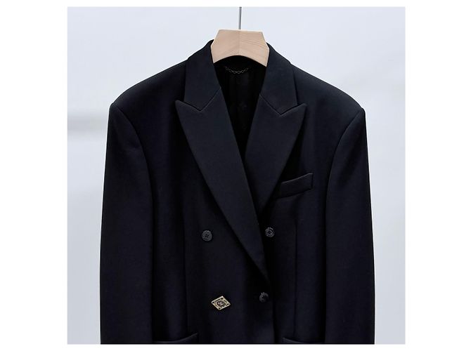 Louis Vuitton Wool Twill Blazer Jacket Black - view 2