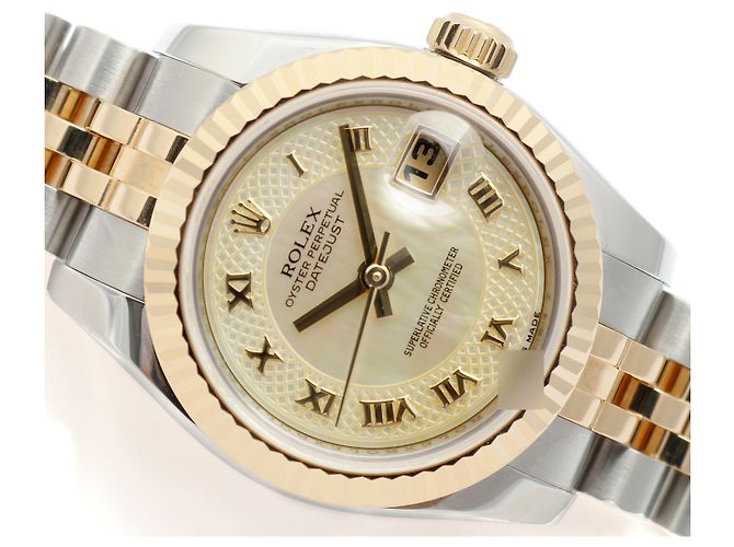 Rolex Orologio Combi Datejust da donna con decorazione in madreperla MOP e numeri romani Rosa - vista 14