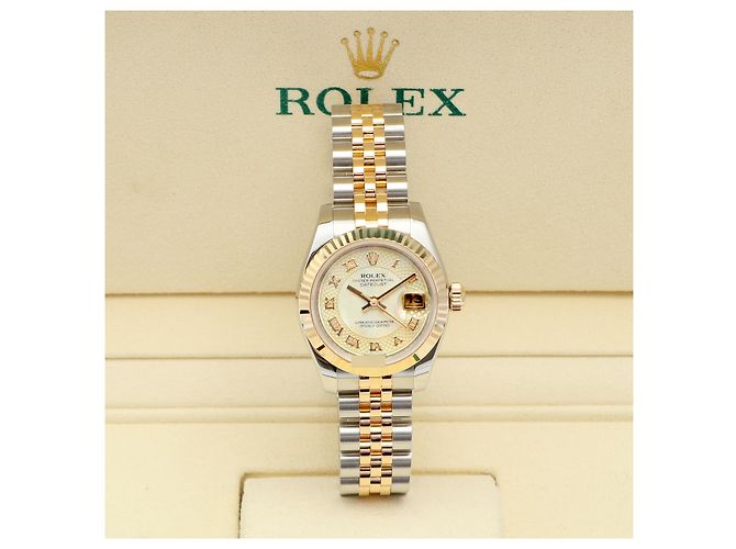 Rolex Orologio Combi Datejust da donna con decorazione in madreperla MOP e numeri romani Rosa - vista 24