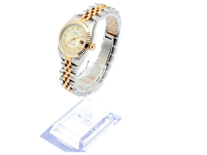 Rolex Orologio Combi Datejust da donna con decorazione in madreperla MOP e numeri romani Rosa - vista 4