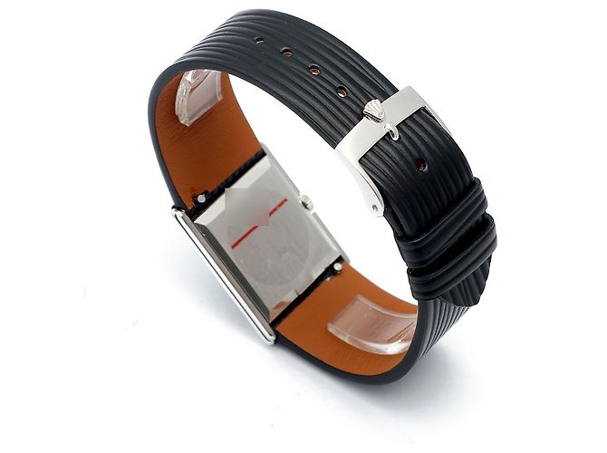 Rolex Rare Cellini Black Lacquer Dial White Gold Stripe Men's Unisex Leather Watch - view 15