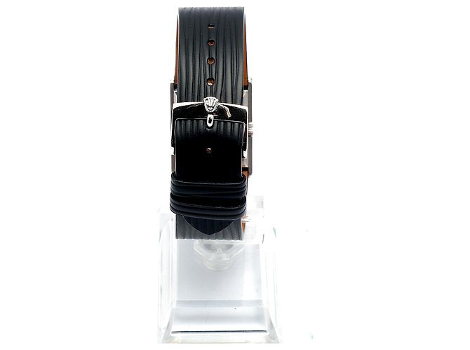 Rolex Rare Cellini Black Lacquer Dial White Gold Stripe Men's Unisex Leather Watch - view 6