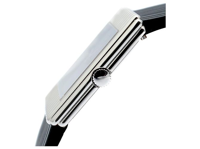Rolex Rare Cellini Black Lacquer Dial White Gold Stripe Men's Unisex Leather Watch - view 9