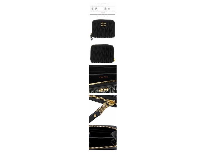 Miu Miu Portamonete trapuntato con logo dorato Nero AFPP - vista 2