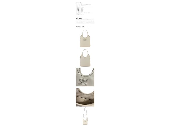 Miu Miu Ivy Lederhandtasche mit besticktem Logo Chalk White Weiß - Ansicht 2