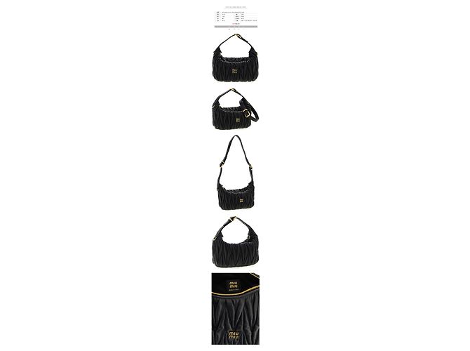 Miu Miu Borsa Hobo trapuntata con logo dorato Nero - vista 2