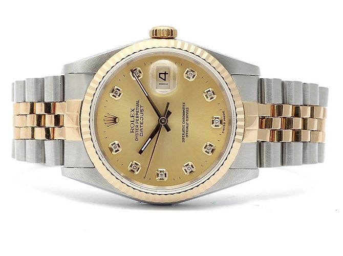 Rolex Orologio combinazione da uomo Datejust After Diamond Champagne Gold D'oro - vista 16