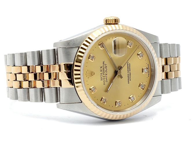 Rolex Orologio combinazione da uomo Datejust After Diamond Champagne Gold D'oro - vista 17