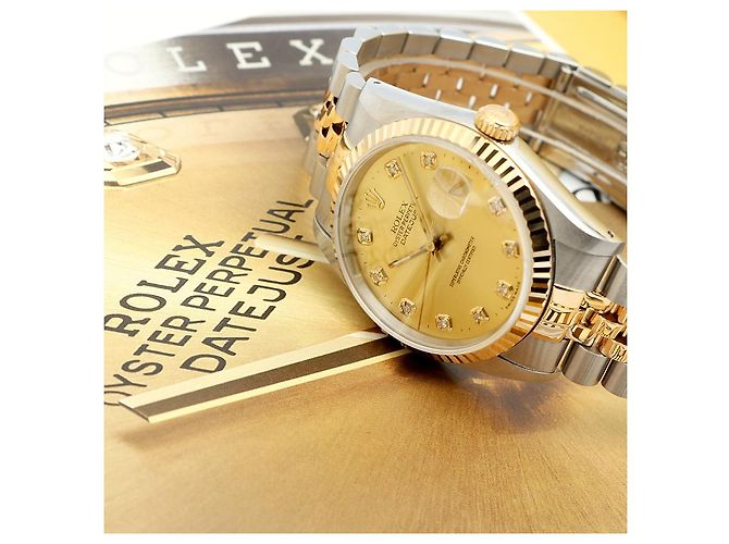 Rolex Orologio combinazione da uomo Datejust After Diamond Champagne Gold D'oro - vista 21