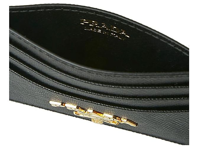 Prada Kartenetui mit Metall-Logo Schwarz - Ansicht 10