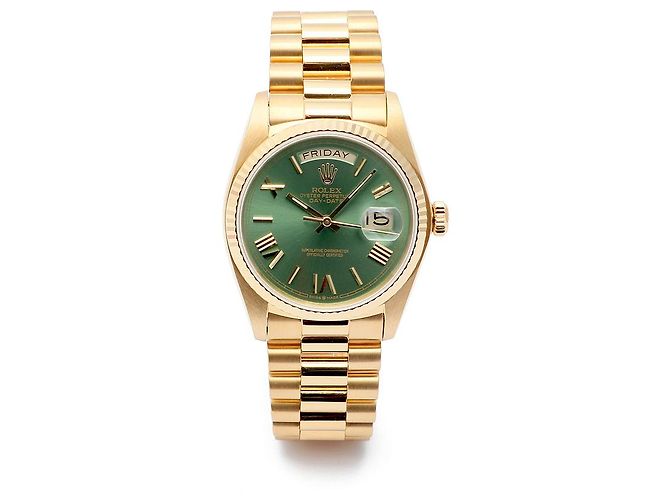 Rolex Orologio d'oro personalizzato da uomo Day-Date quadrante verde oliva - vista 13