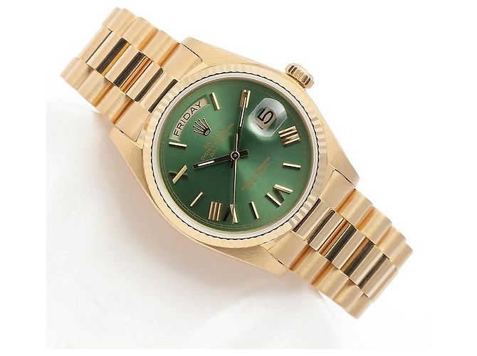 Rolex Orologio d'oro personalizzato da uomo Day-Date quadrante verde oliva - vista 21