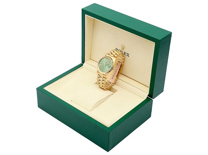 Rolex Orologio d'oro personalizzato da uomo Day-Date quadrante verde oliva - vista 24