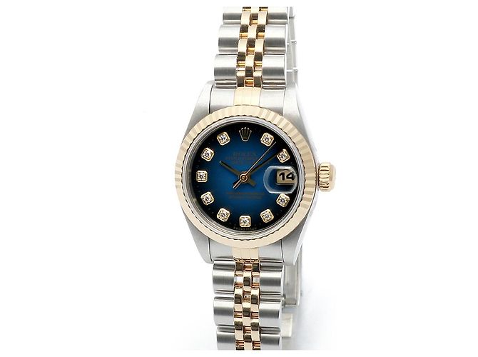 Rolex Orologio combinazione da donna Datejust con quadrante blu ombre originale e diamanti - vista 9