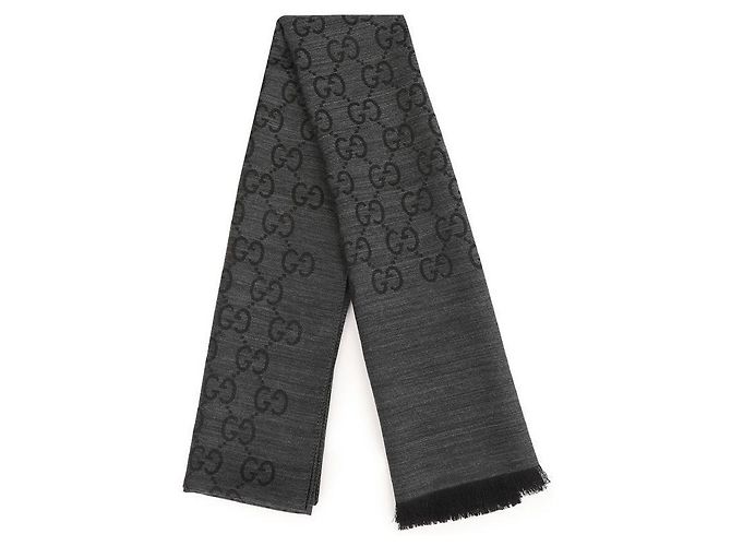 Sciarpa Gucci in lana e seta grigia Marrone - vista 4