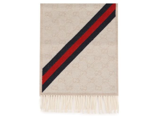 Gucci Sciarpa in lana Web New Nicky Marrone - vista 5