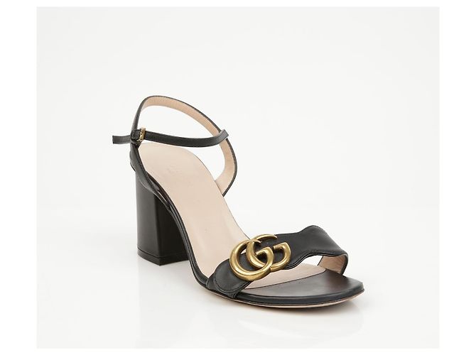 Gucci Sandali mid-heel da donna GG Marmont in pelle Nero - vista 2