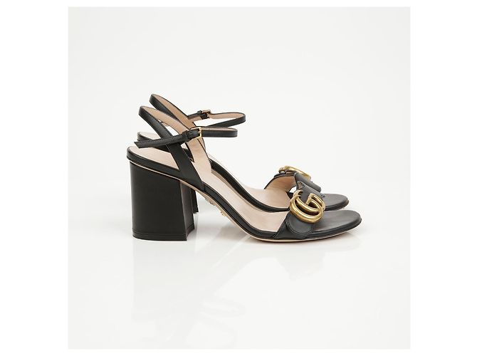 Gucci Sandali mid-heel da donna GG Marmont in pelle Nero - vista 3
