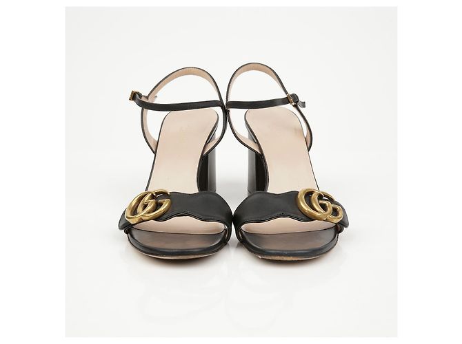 Gucci Sandali mid-heel da donna GG Marmont in pelle Nero - vista 4
