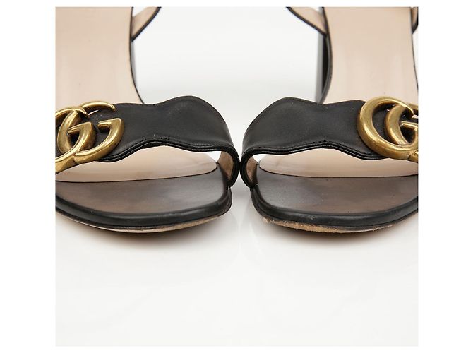 Gucci Sandali mid-heel da donna GG Marmont in pelle Nero - vista 5