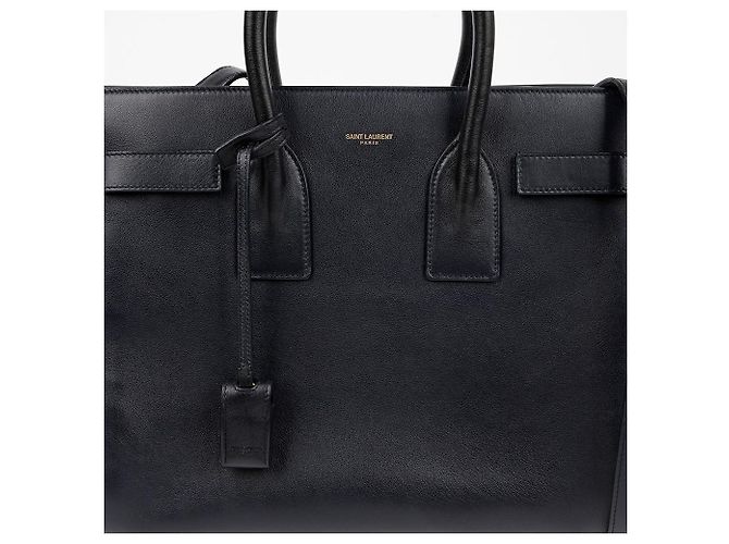 Saint Laurent Piccola Borsa Tote in Pelle Navy Blu - vista 3