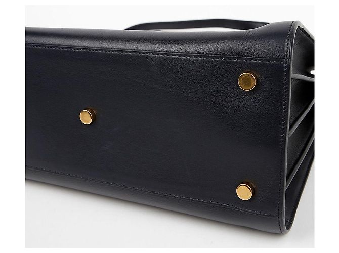 Saint Laurent Piccola Borsa Tote in Pelle Navy Blu - vista 7