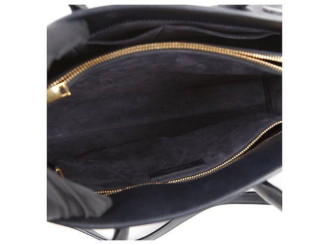 Saint Laurent Piccola Borsa Tote in Pelle Navy Blu - vista 9