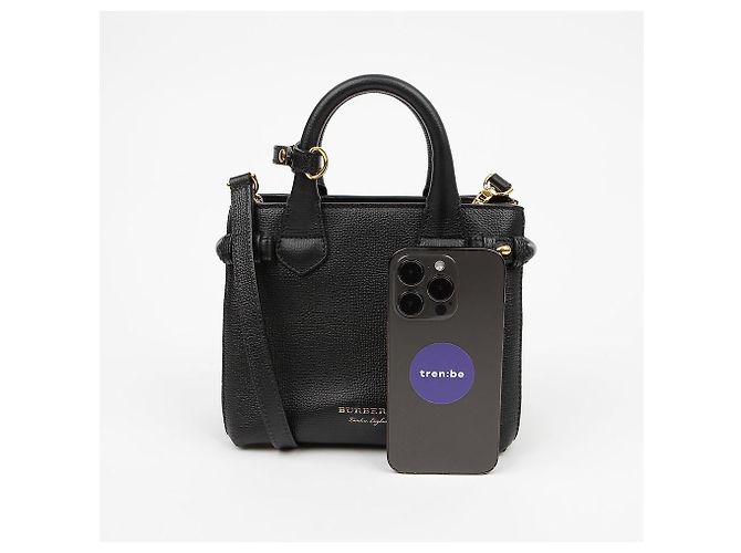 Burberry Borsa Tote a Spalla per Neonati House Check Banner in Pelle Nero - vista 10