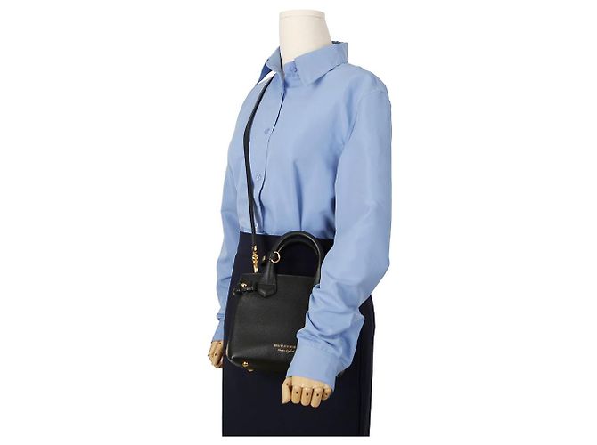 Burberry Borsa Tote a Spalla per Neonati House Check Banner in Pelle Nero - vista 12