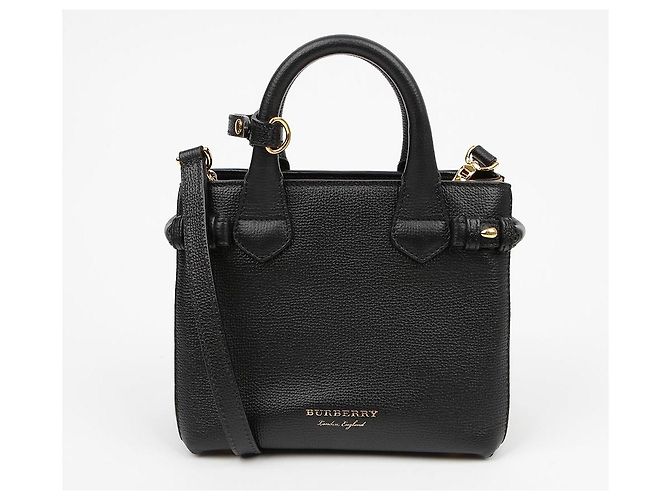 Burberry Borsa Tote a Spalla per Neonati House Check Banner in Pelle Nero - vista 2