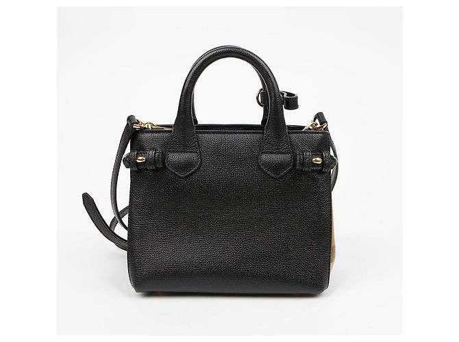 Burberry Borsa Tote a Spalla per Neonati House Check Banner in Pelle Nero - vista 4