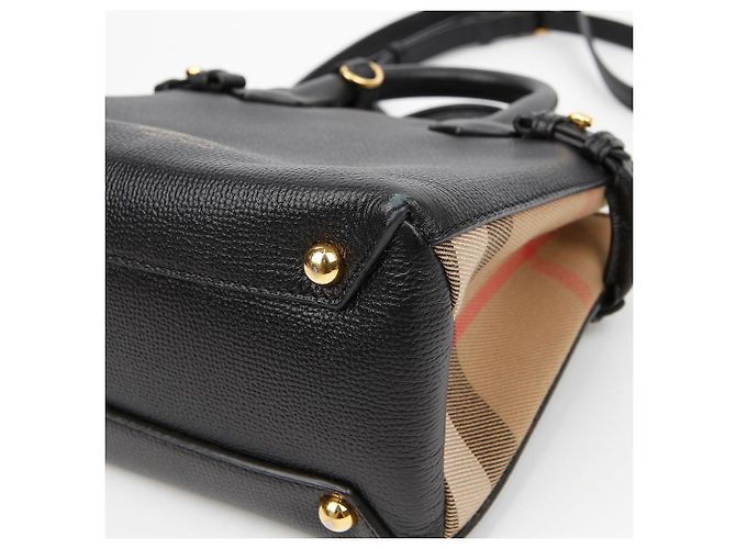 Burberry Borsa Tote a Spalla per Neonati House Check Banner in Pelle Nero - vista 8