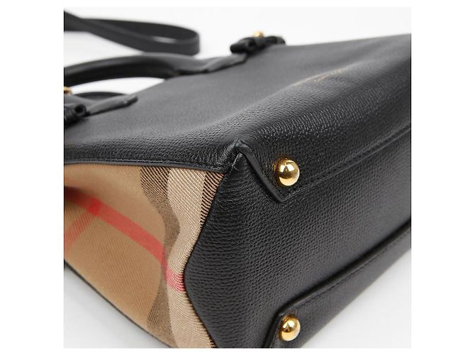 Burberry Borsa Tote a Spalla per Neonati House Check Banner in Pelle Nero - vista 9