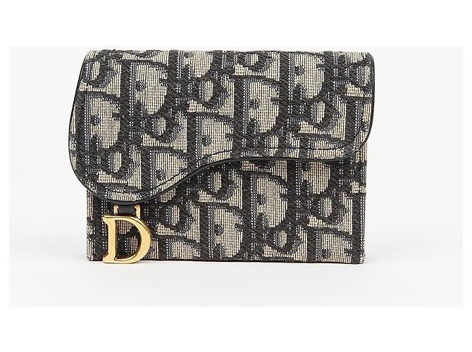 Dior Tarjetero Saddle con bolsillos acordeón en jacquard Oblique Azul - vista 2
