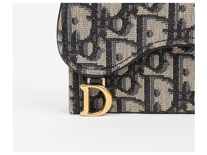 Dior Tarjetero Saddle con bolsillos acordeón en jacquard Oblique Azul - vista 3