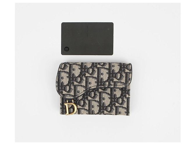 Dior Tarjetero Saddle con bolsillos acordeón en jacquard Oblique Azul - vista 9