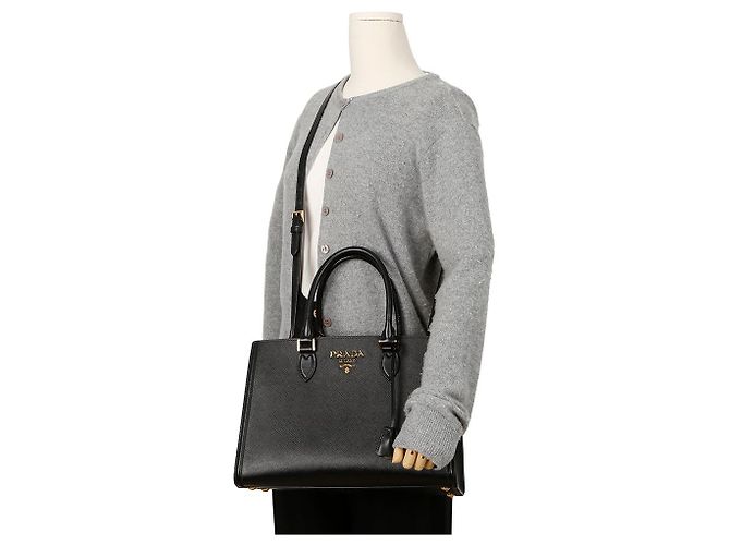 Prada Saffiano Leder Tote Bag Schwarz - Ansicht 12