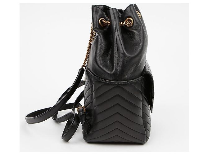 Saint Laurent Matelassé Lammleder Monogram Rucksack Black Schwarz - Ansicht 7