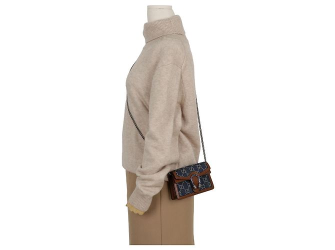 Gucci Borsa Dionysus Super Mini Blu - vista 9
