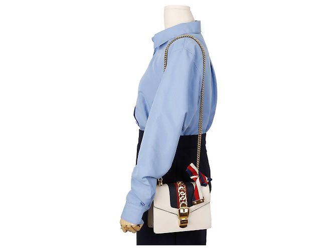 Gucci Mini borsa a tracolla in pelle con catena Bianca Bianco - vista 14