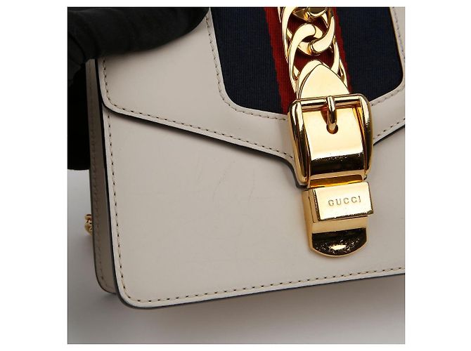 Gucci Mini borsa a tracolla in pelle con catena Bianca Bianco - vista 5