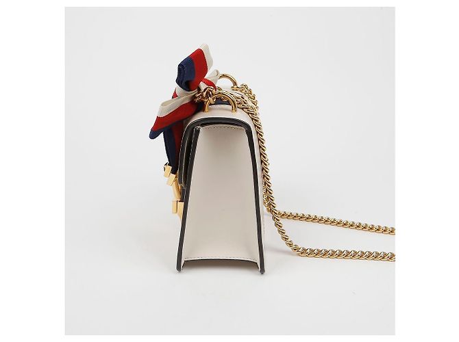 Gucci Mini borsa a tracolla in pelle con catena Bianca Bianco - vista 8