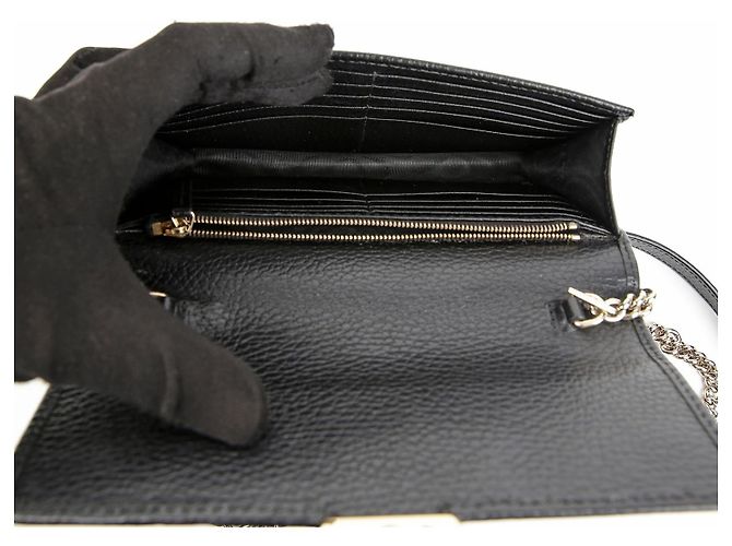 Gucci Bolso bandolera mini con cadena entrelazada para mujer Negro - vista 10